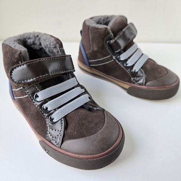 See Kai Run NEW Dane Toddler Boy Brown Sneaker Boots Shearling Lined Size 8 NIB - Picture 1 of 15